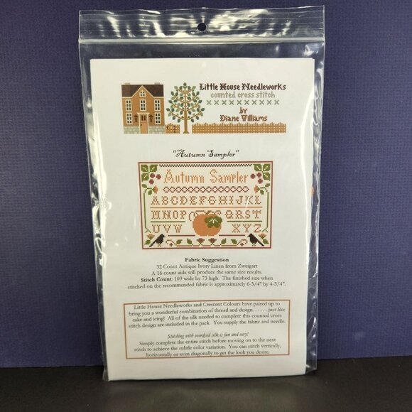 Little House Needleworks Autumn Sampler Fall Cross Stitch Chart and Silk New‎ - Picture 1 of 5